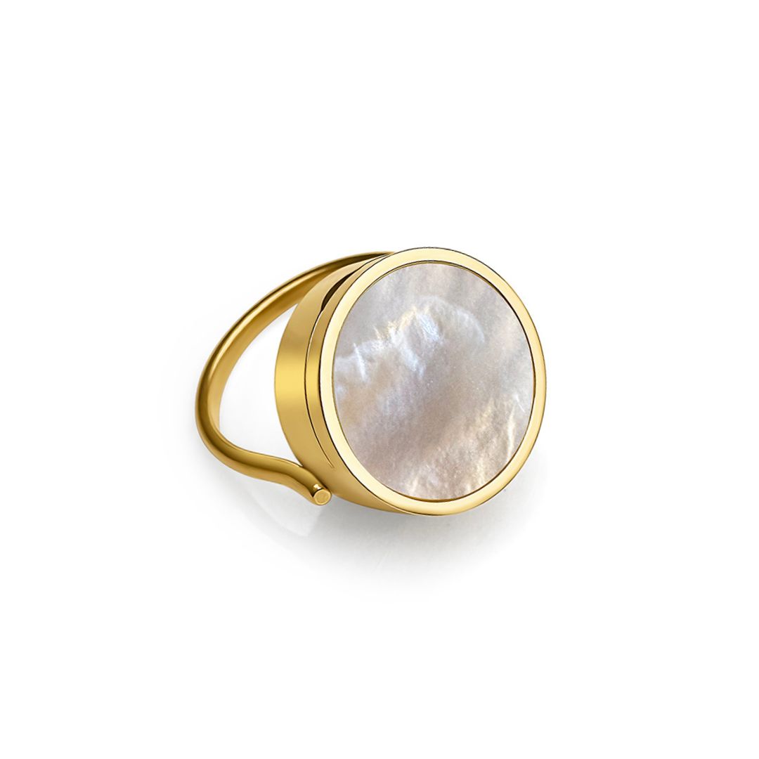 Bague baume à lèvres perle en or 14 carats