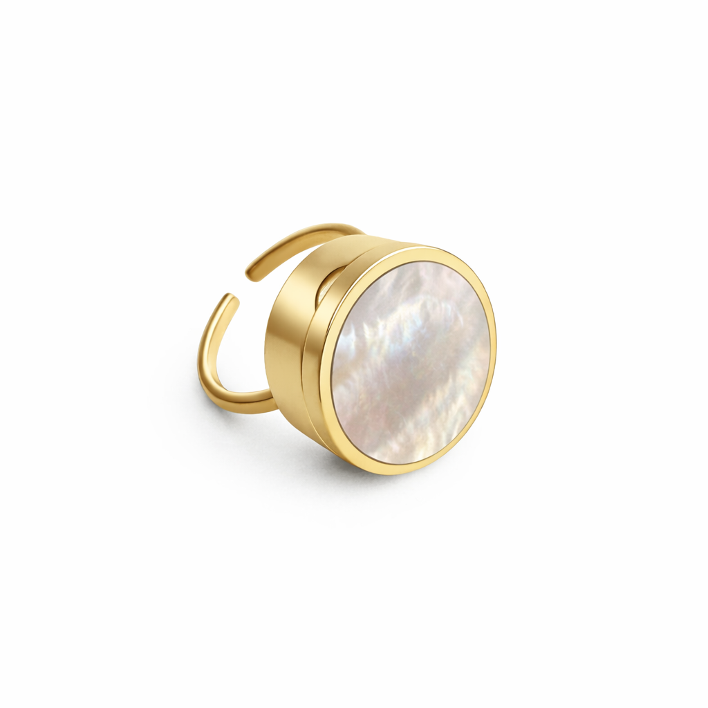 Bague perle en or, modèle ajustable