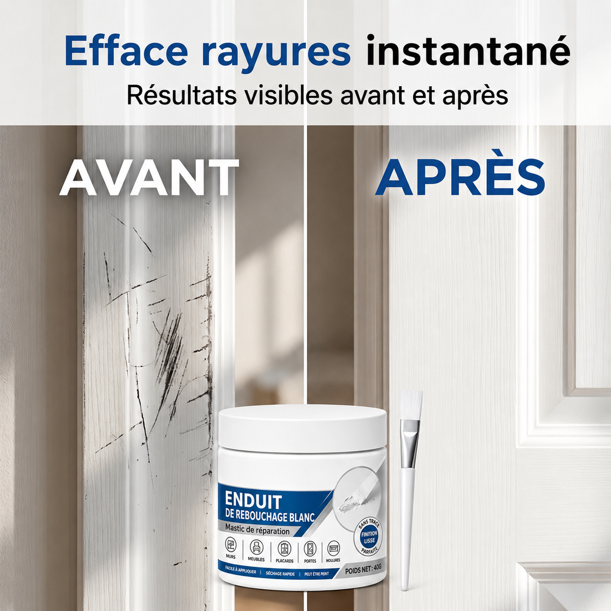 Efface-rayures instantané, résultat avant après